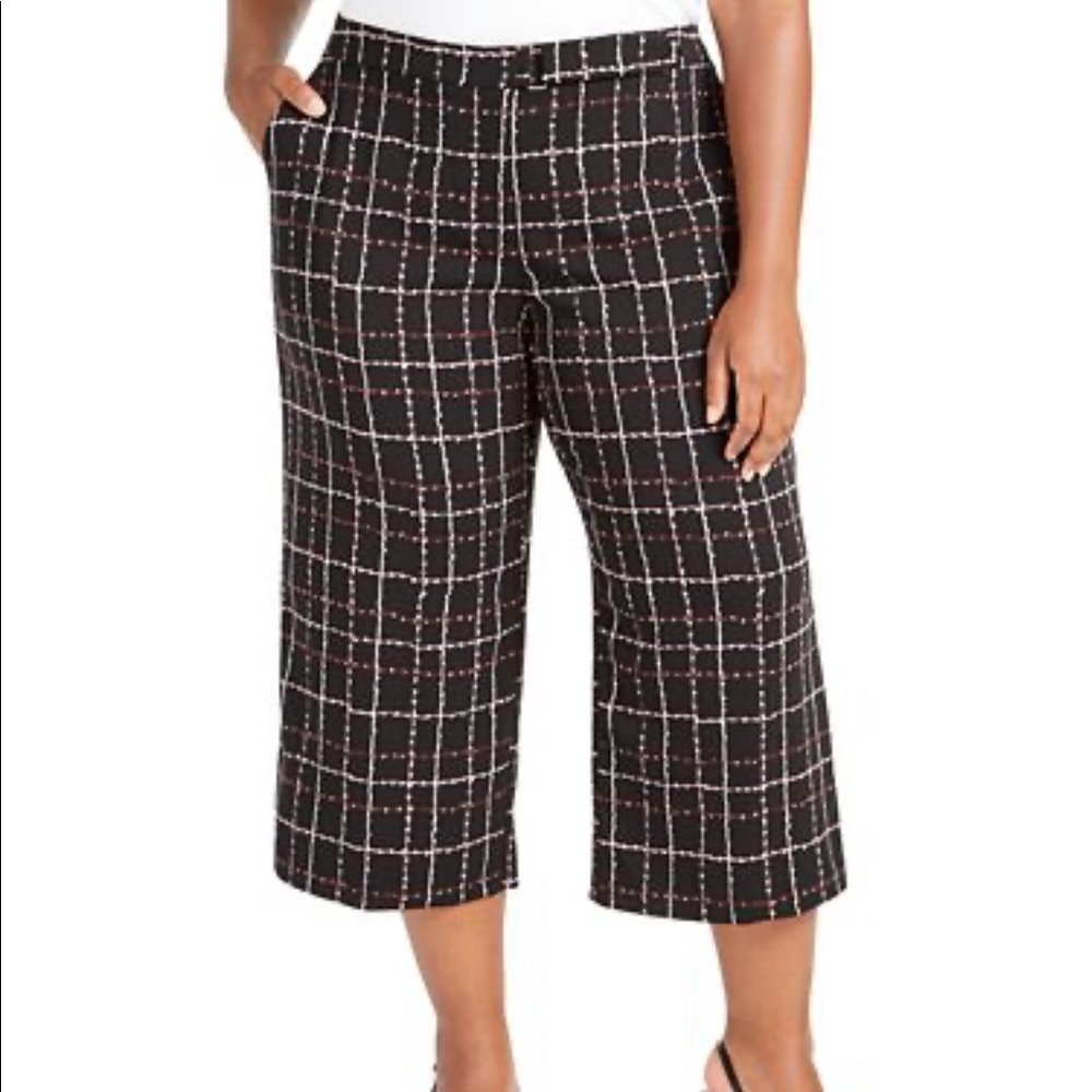 ALFANI Plus Size Culotte Plaid Pants
